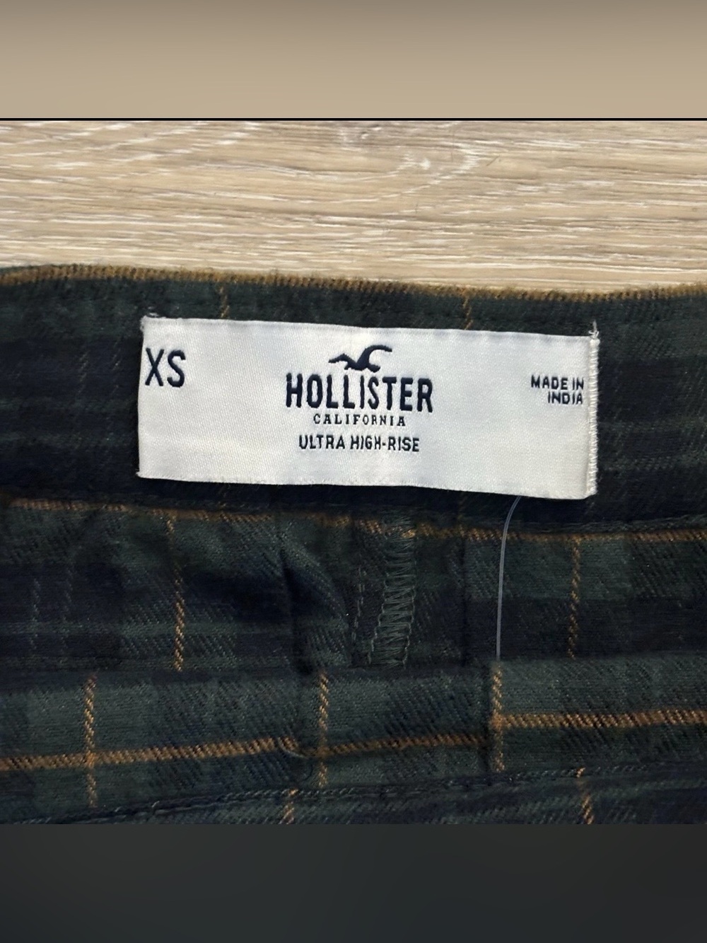 Hollister Skirt Womens XS Green Ultra High Rise Mini Flare Plaid Pleated School - Picture 5 of 8